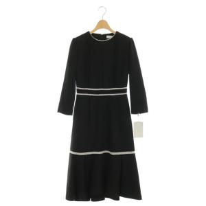 レース切替ワンピース ロング マーメイド 長袖 34 黒 ブラック