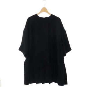 21SS PEツイル プリーツPO チュニック 長袖 ワンピース ひざ丈 38 黒 ブラック
