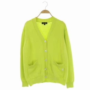 7Gコットン天竺Vネックカーディガン ニット 1  イエロー グリーン