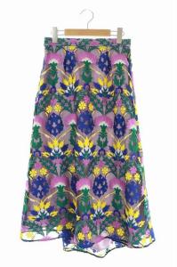 19AW オットマン刺繍ラップスカート ロング フレア 38 ピンク