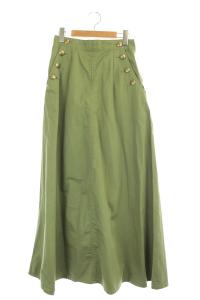 マリンボタンマキシスカート 36 カーキ