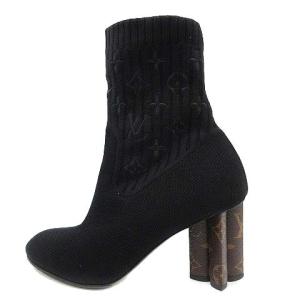 LOUIS VUITTON シルエット・ライン アンクルブーツ モノグラム 37 ブラック 1A855A