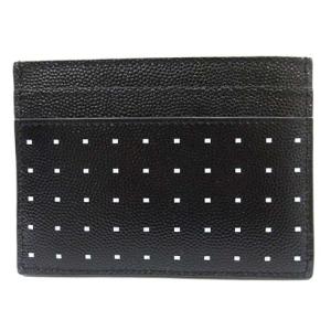 SAINT LAURENT PARIS 370778 カード入れ 名刺入れ レザー スクエアドット カサンドラ ロゴ ブラック