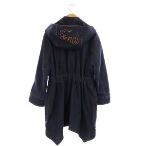 FENDI デニムコート パールフラップ ジップアップ フード I40 ネイビー