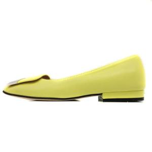 Sergio Rossi SR1 BALLERINA パンプス レザー スクエアトゥ ローヒール 34 イエロー