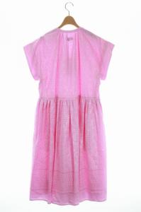 Drawer エンブロダイリーレースドレス キーネック ロング 36 ピンク