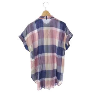 BLUE LABEL CRESTBRIDGE シャツ バンドカラー リボン チェック マルチカラー