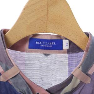 BLUE LABEL CRESTBRIDGE シャツ バンドカラー リボン チェック マルチカラー