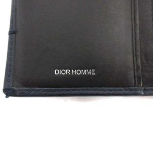DIOR HOMME PORTEVALEUR LONG VERTICAL 長財布 牛革 シルバー金具 ネイビー