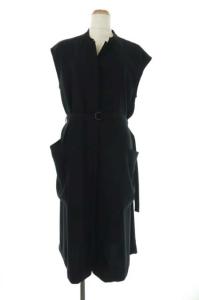 ダブルクレープフレンチスリーブワンピース 36 ブラック