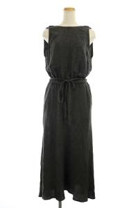 マキシワンピース バックカシュクール リネン M ダークグレー