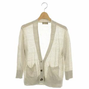 七分袖リネンニットカーディガン 2 ライトグレー