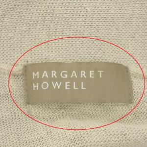 MARGARET HOWELL 七分袖リネンニットカーディガン 2 ライトグレー