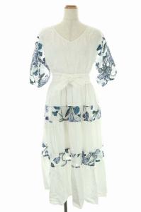 21SS ワンピース フラワー刺繍 ロング ホワイト