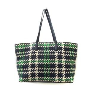 TORY BURCH トートバッグ ショルダーバッグ 編み込み レザー 紺 ネイビー