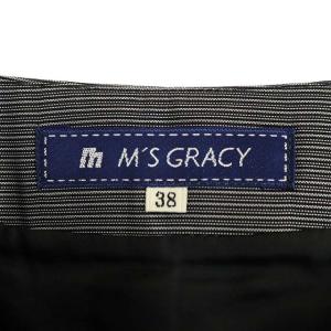 M'S GRACY 花柄フレアスカート ひざ丈 ボーダー 38 黒 ブラック