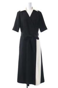21SS バイカラーラップシャツワンピース ブラック