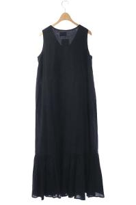 UNITED ARROWS 20SS UWCS フレアノースリーブロングワンピース 38 ブラック