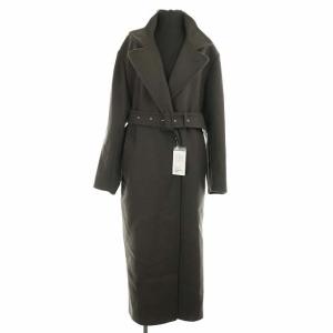 メルトンスタンダードカラーベルトコート アウター ロング M 茶 ダークブラウン