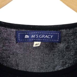 M'S GRACY バルーンスリーブ切り替えリボンニット セーター カットソー 長袖 40 黒 ブラック