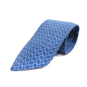 シルク総柄ネクタイ ブルー