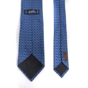 HERMES シルク総柄ネクタイ ブルー