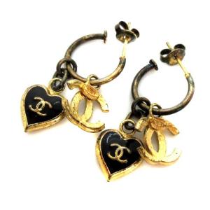 P02 K ココマーク ハートピアス ゴールド ブラック