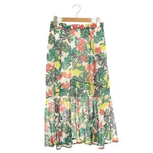 花柄ロングスカート フレア 刺繍 36 マルチカラー