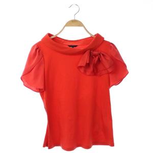 ビッグリボン装飾フレアスリーブカットソー 半袖 40 レッド
