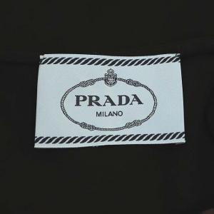 PRADA 総柄ワンピース ひざ丈 切替 半袖 40S 黒 ブラック 
