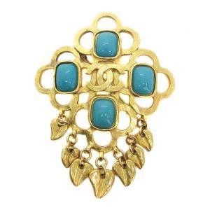 95P ヴィンテージ ブローチ ターコイズ ココマーク ゴールド
