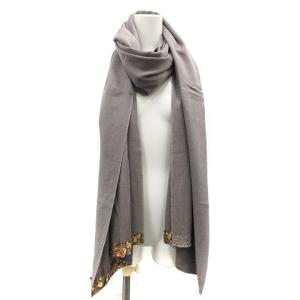 Christian Dior ストール カシミヤ シルク混 大判 装飾 スパンコール グレー