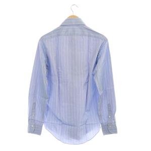 Finamore ストライプカッタウェイシャツ 長袖 S ブルー