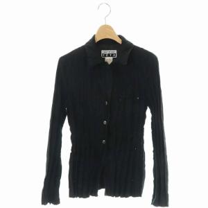 FETE 18AW プリーツ加工シャツ 長袖 前開き 2 ブラック