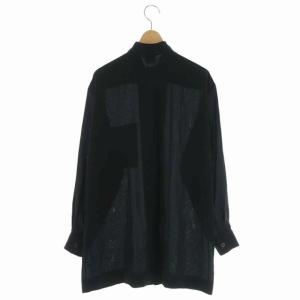 ISSEY MIYAKE 前開きデザインプルオーバーシャツ 長袖 ブラック
