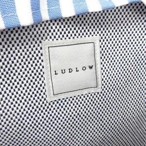 LUDLOW トートバッグ トリム ストライプ キャンバス レザー 水色 白 ホワイト