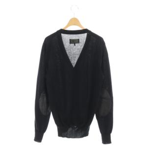 Martin Margiela 14 15SS エルボーパッチカーディガン ニット 長袖 Vネック M 黒 ブラック