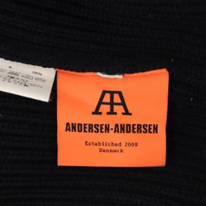 Andersen-Andersen モックネックウールニット セーター 長袖 畦編み S 紺 ネイビー