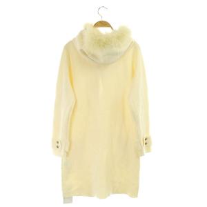 GRACE CONTINENTAL ミラノリブニットダッフルコート ミドル丈 フード フォックスファー 36 アイボリー