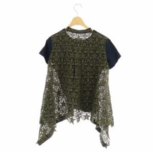 sacai カットソー バックレース 切替 イレギュラーヘム 1 ネイビー