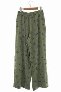 GRACE CONTINENTAL 21SS 小花刺繍イージーパンツ 36 カーキ
