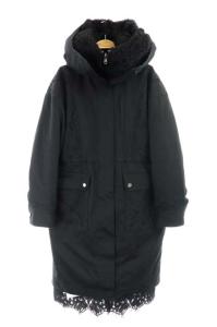 20AW ライナー付きモッズコート アウター レース 切替 ボア 36 黒 ブラック