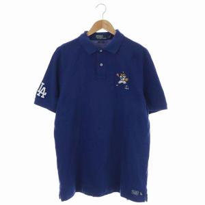 ×MLB Los Angles Dodgers ポロベアー刺繍ポロシャツ 鹿の子 パープル
