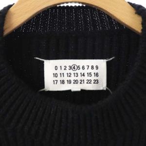 Martin Margiela 4 ウールアルパカ エンボスデザインニット セーター 長袖 プルオーバー S 黒 ブラック