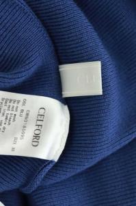 CELFORD カシュクールニットワンピース ロング 長袖 38 青 ブルー