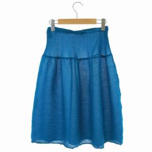 me ISSEY MIYAKE プリーツスカート ひざ丈 フレア イージー 青 ブルー