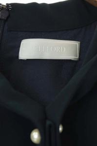 CELFORD 21SS ボウタイプリーツワンピース ロング 長袖 36 紺 ネイビー