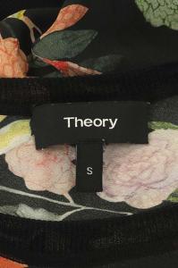 Theory 18SS 花柄ノースリーブワンピース ロング S 黒 マルチカラー ブラック
