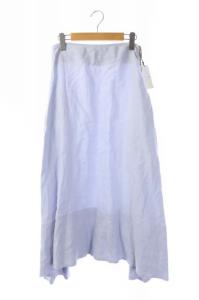18SS MI-MOLLET FLARE SKIRT LINEN スカート 38 サックスブルー