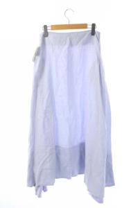 MADISONBLUE 18SS MI-MOLLET FLARE SKIRT LINEN スカート 38 サックスブルー